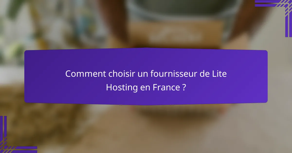 Comment choisir un fournisseur de Lite Hosting en France ?