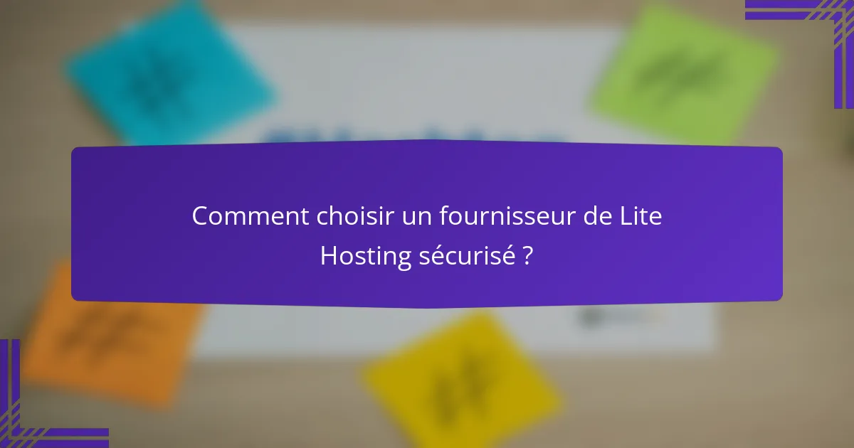 Comment choisir un fournisseur de Lite Hosting sécurisé ?