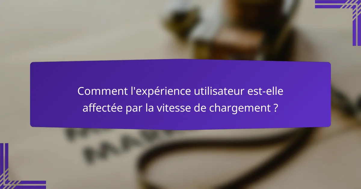 Comment l'expérience utilisateur est-elle affectée par la vitesse de chargement ?