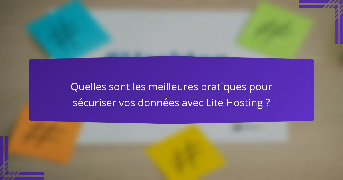 Quelles sont les meilleures pratiques pour sécuriser vos données avec Lite Hosting ?