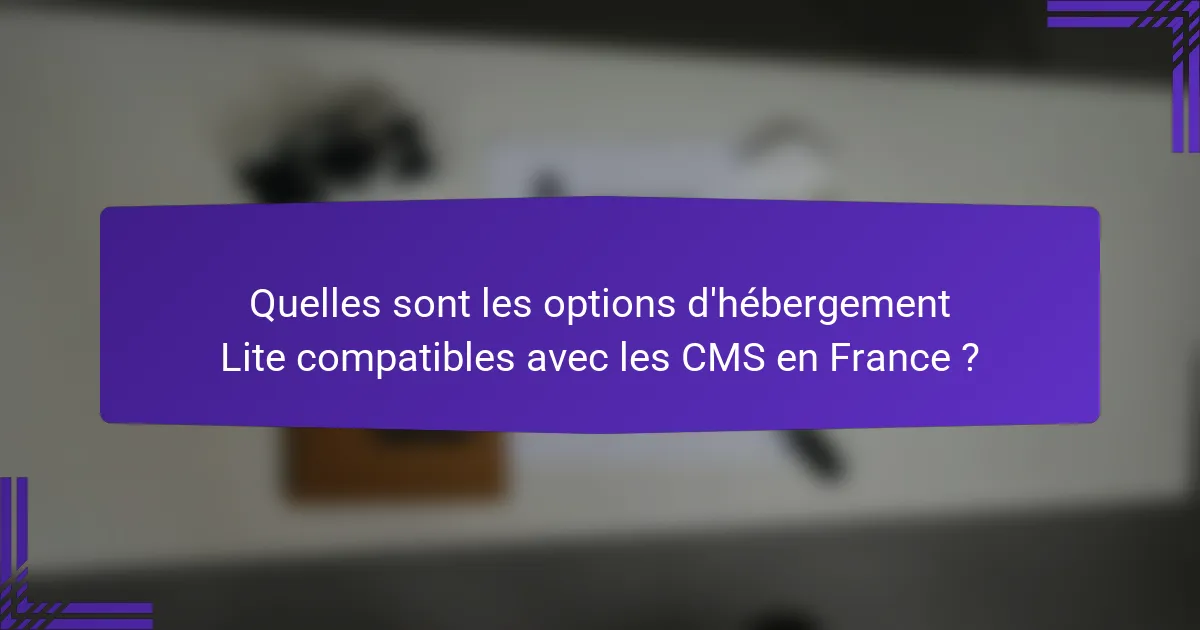 Quelles sont les options d'hébergement Lite compatibles avec les CMS en France ?
