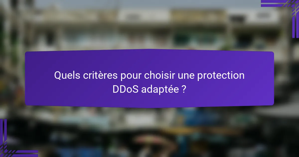 Quels critères pour choisir une protection DDoS adaptée ?