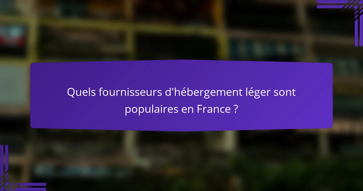 Quels fournisseurs d'hébergement léger sont populaires en France ?