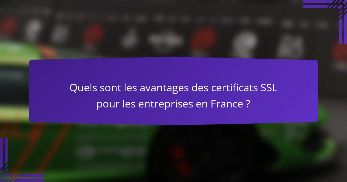 Quels sont les avantages des certificats SSL pour les entreprises en France ?