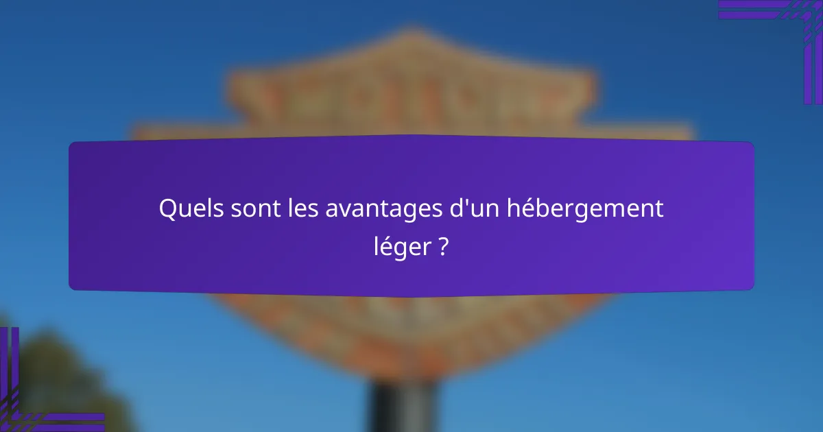 Quels sont les avantages d'un hébergement léger ?