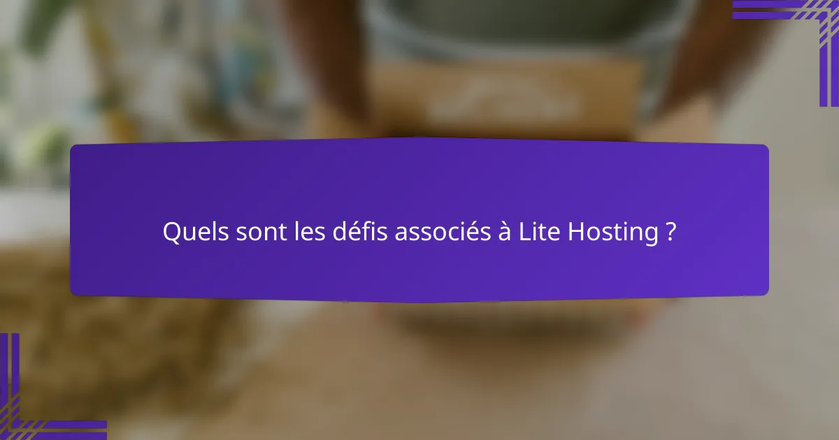 Quels sont les défis associés à Lite Hosting ?