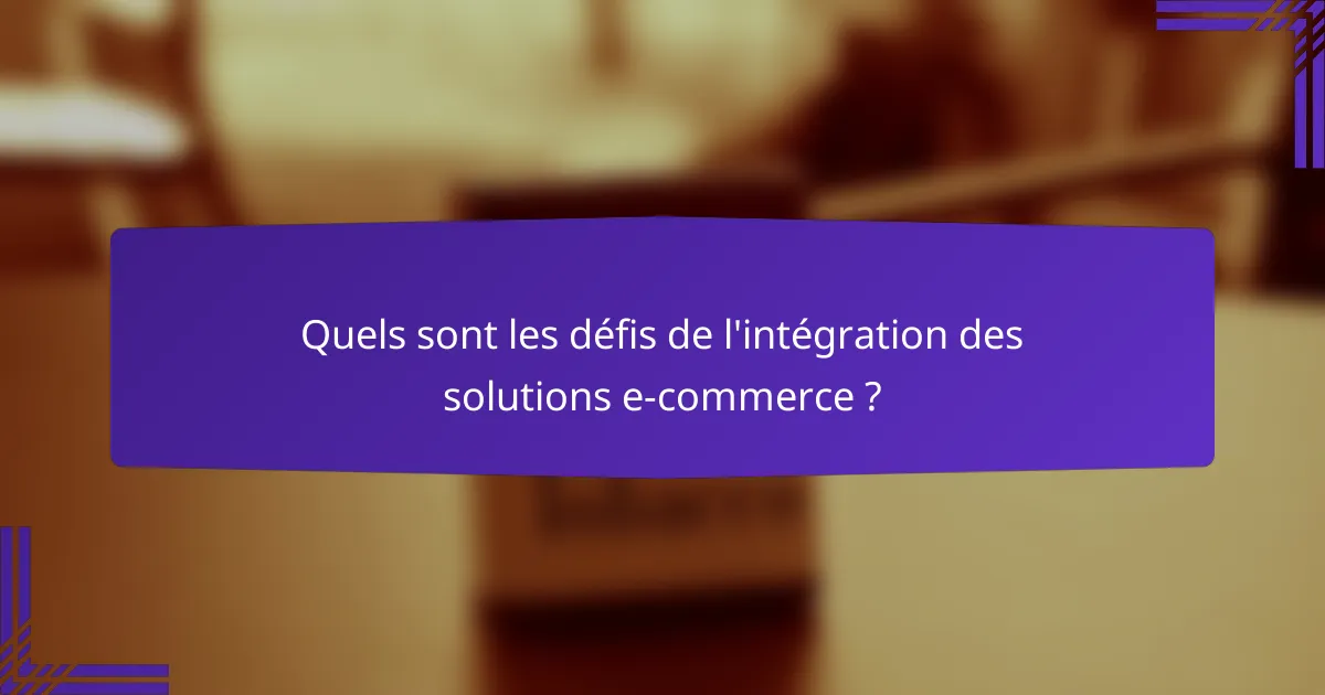 Quels sont les défis de l'intégration des solutions e-commerce ?